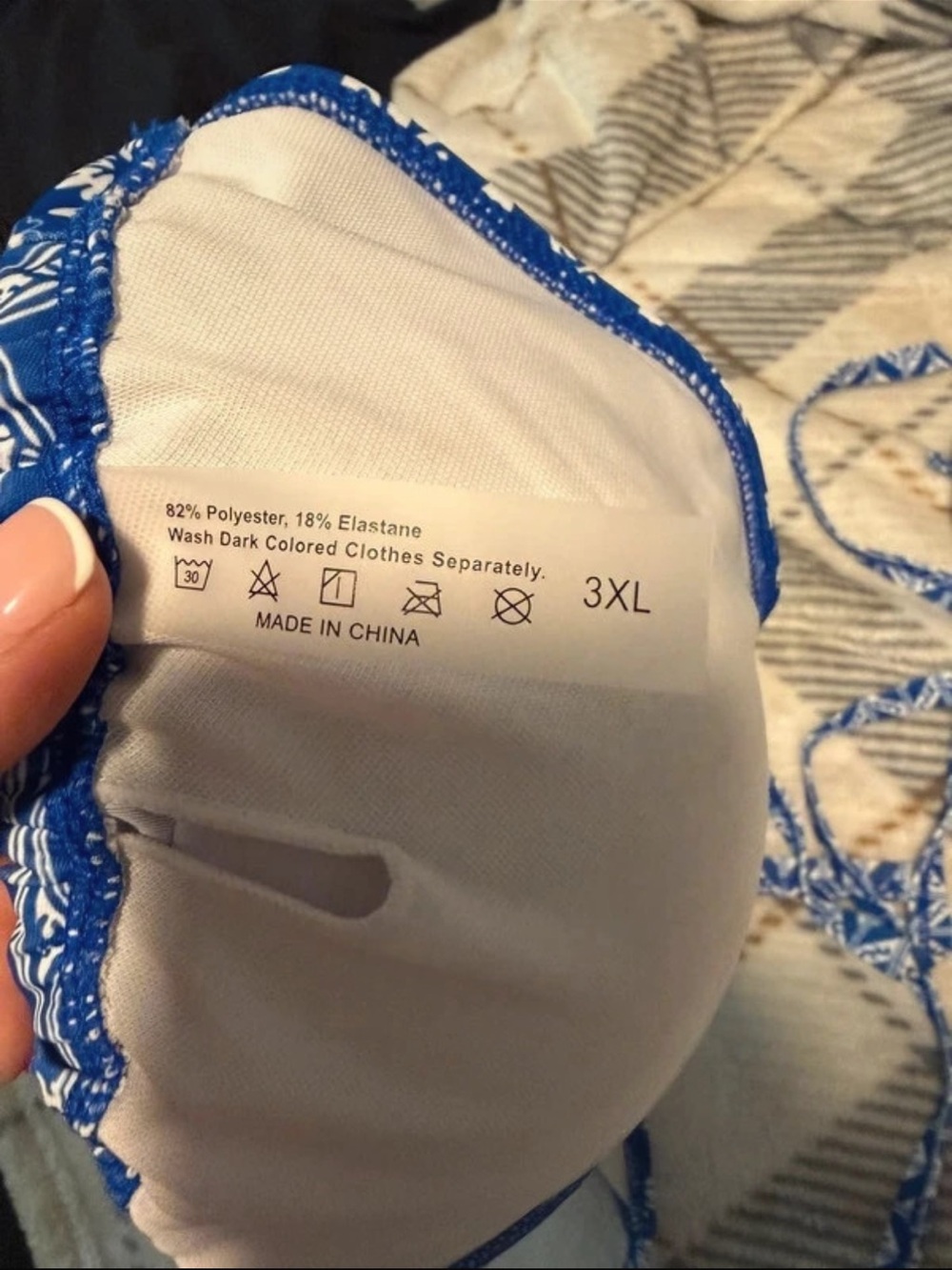 Blue Pattern Triangle Bikini Top - Picture 2 of 2